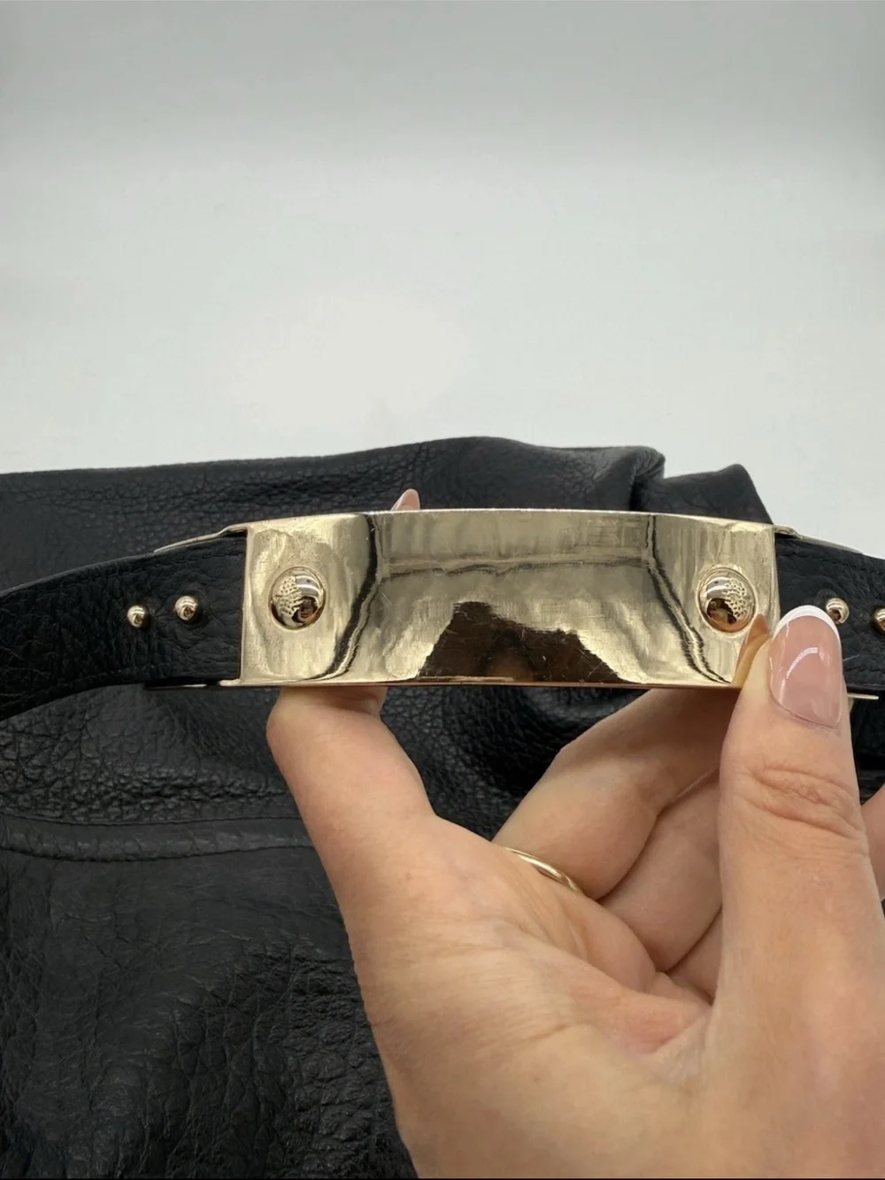 Mulberry Black Pebbled Leather Messenger Bag with Gold Accents